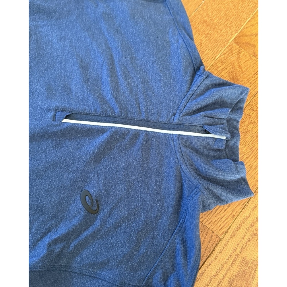 ASICS Gray Blue 1/4 Zip Mock Neck Long Sleeve Activewear Pullover Size M